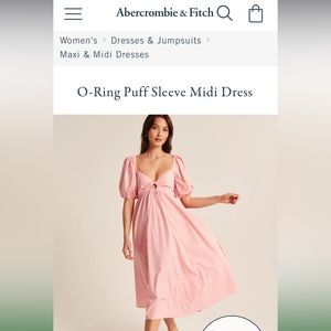 XS P NWT Pink Abercrombie Puffer Sleeve Midi dress